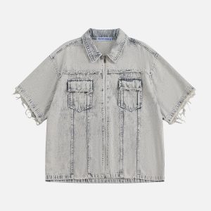 Aelfric Eden Fringe Denim Zip Up Shirt