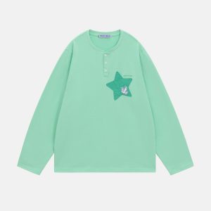 Aelfric Eden Eden Star Henley Long Sleeve Tee