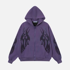 Aelfric Eden Calaite Flame Print Zip Up Hoodie