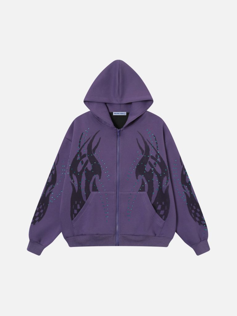 Aelfric Eden Calaite Flame Print Zip Up Hoodie