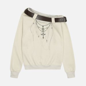 Aelfric Eden Belt Off Shoulder Sweatshirt