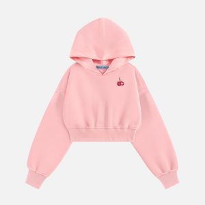 Aelfric Eden Cherry Print Cropped Pullover Hoodie