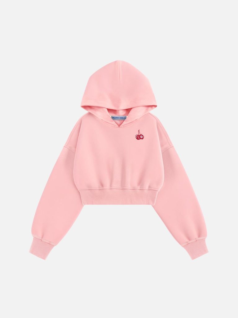 Aelfric Eden Cherry Print Cropped Pullover Hoodie