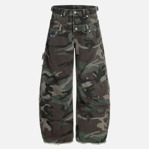 Aelfric Eden Camo Double Waist Cargo Baaggy Barrel Pants