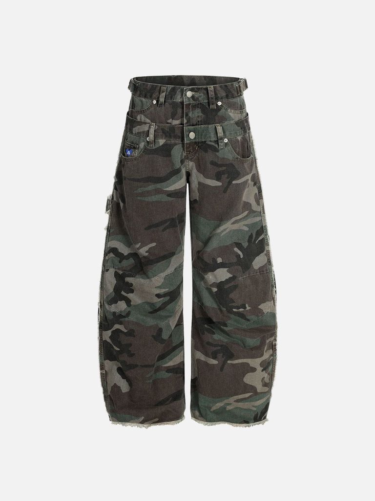 Aelfric Eden Camo Double Waist Cargo Baaggy Barrel Pants