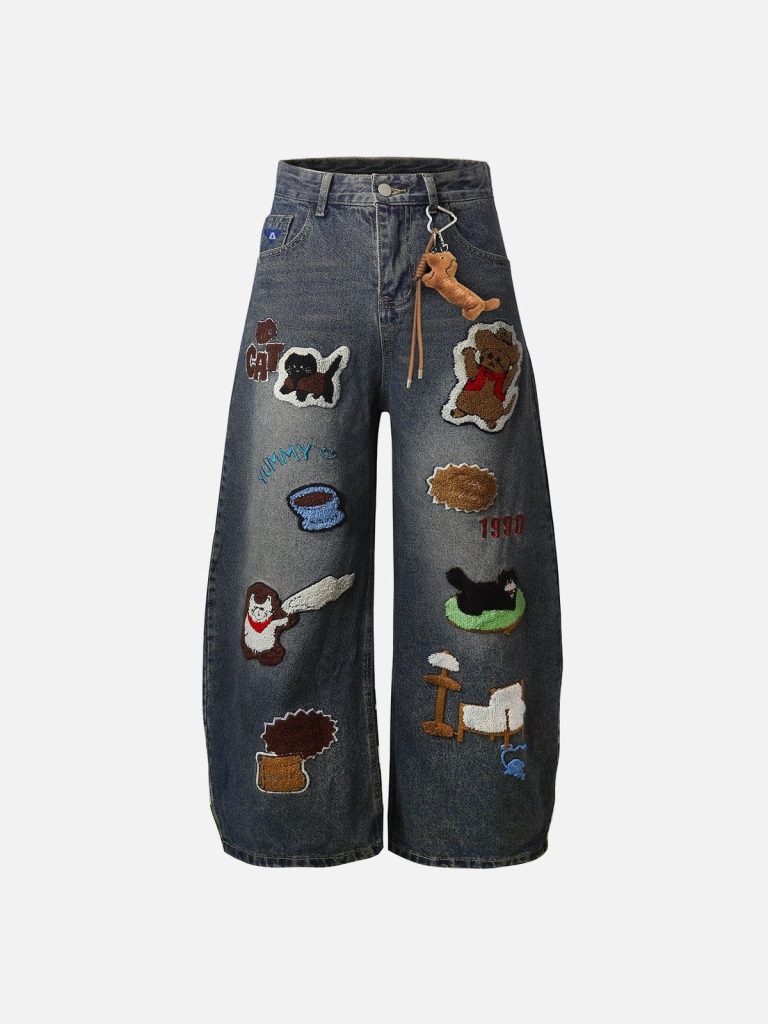 Aelfric Eden  Animal Applique Embroidery Barrel Jeans