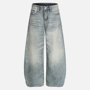 Aelfric Eden Washed Whiskering Baaggy Barrel Jeans