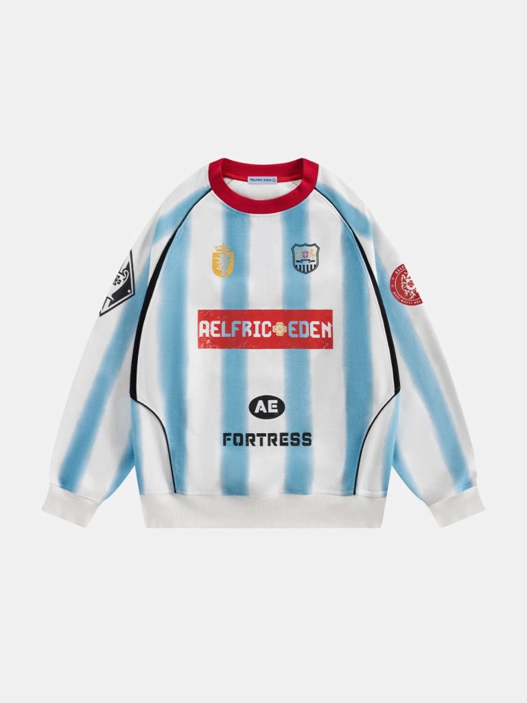 Aelfric Eden 77 Stripe Patchwork Print Sweatshirt