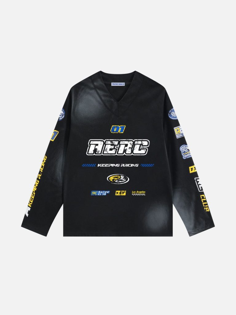 Aelfric Eden Racing Logo Patches Print Long Sleeve Tee