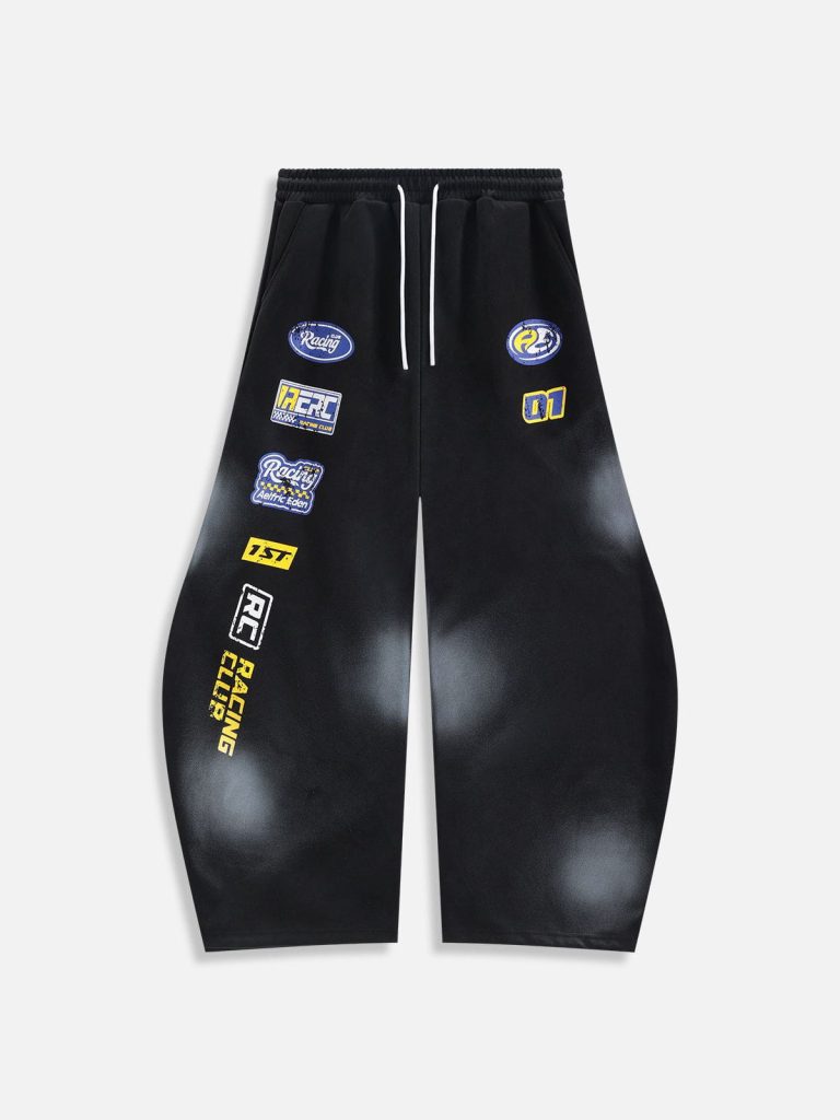 [Pre-Order]Aelfric Eden Racing Logo Patches Print Super Baaggy Barrel Sweatpants