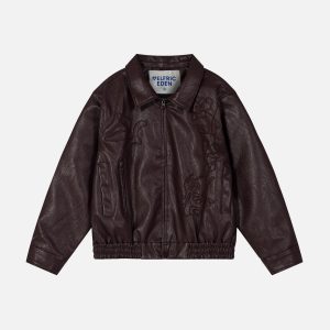 Aelfric Eden Floral Embroidery Boxy Faux Leather Jacket