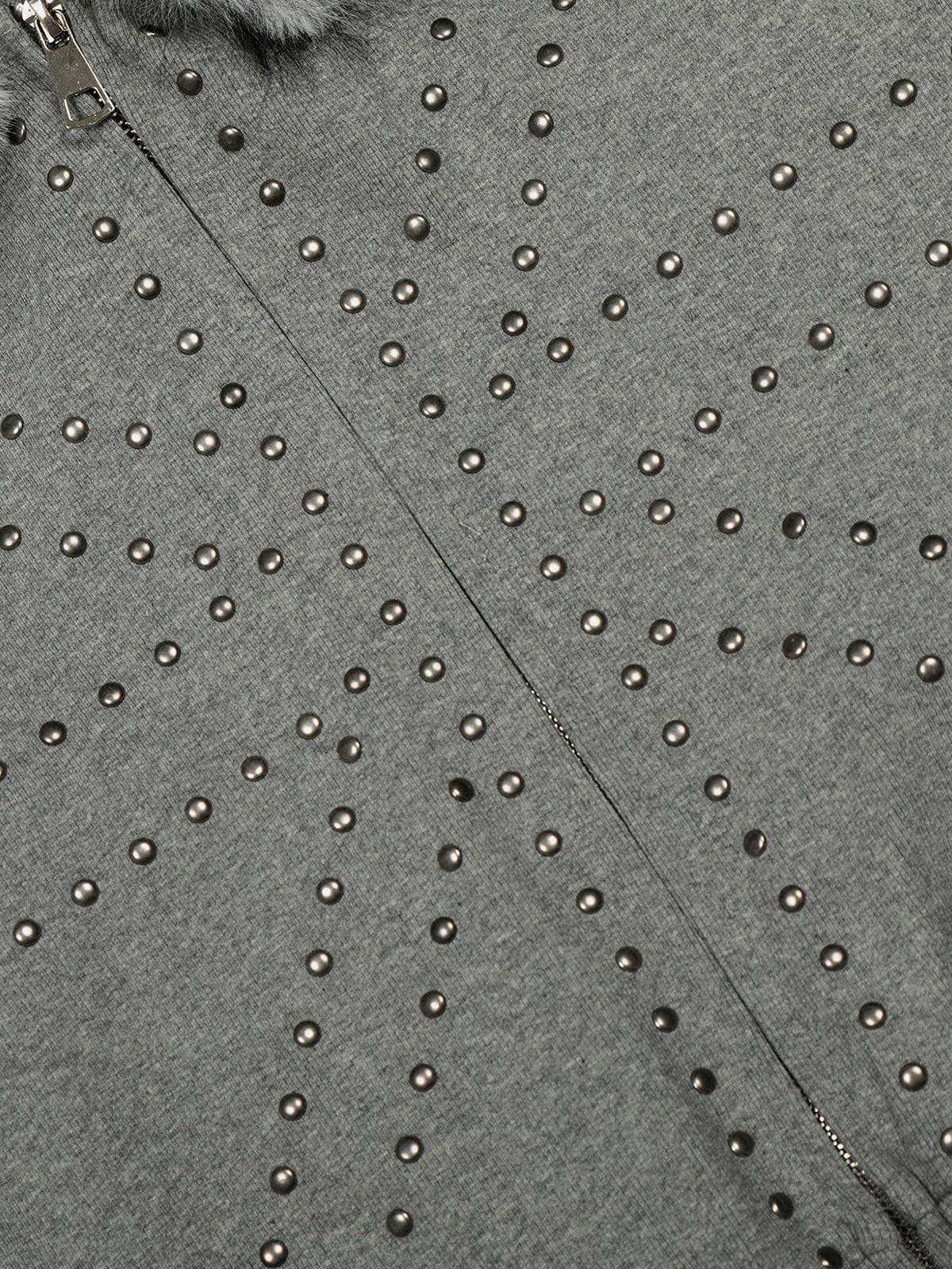 Aelfric Eden Rivet Faux Fur Collar Cropped Zip Up Hoodie - Image 3