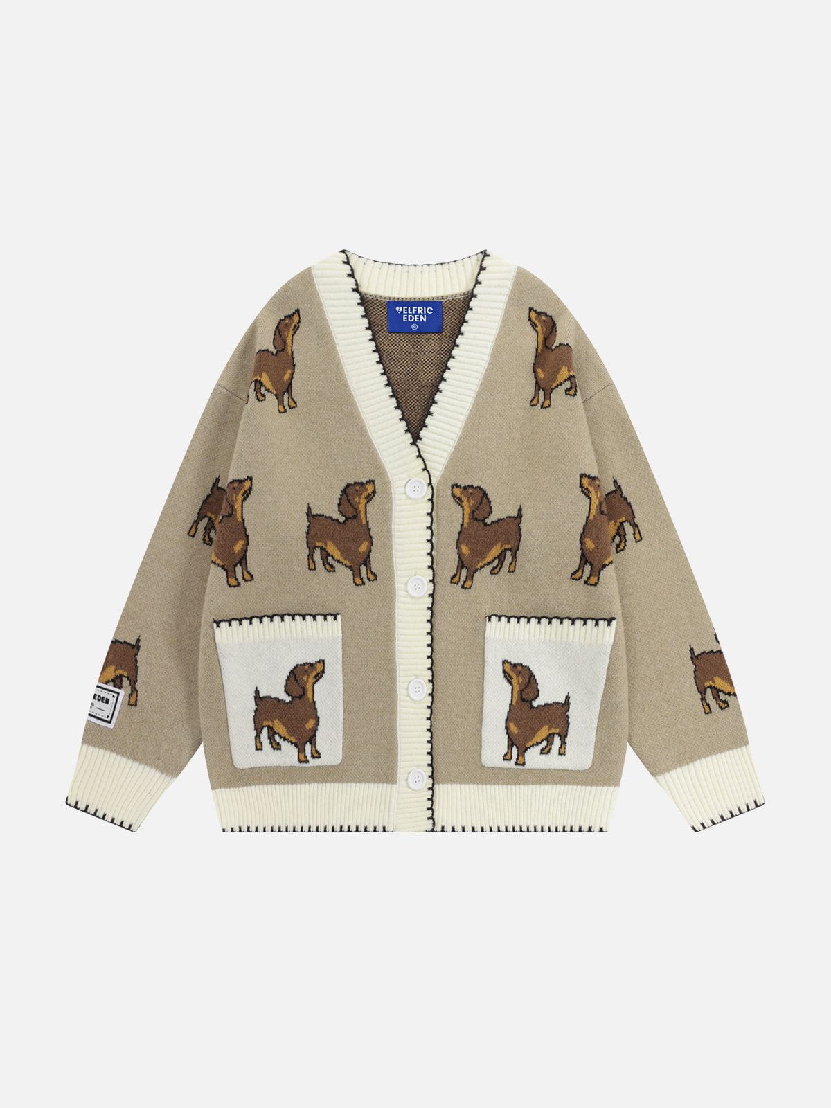 Aelfric Eden Hand Drawn Dachshund Jacquard Cardigan - Image 2