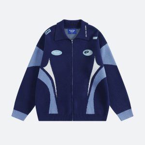 Aelfric Eden Racing Patchwork Zip Up Cardigan