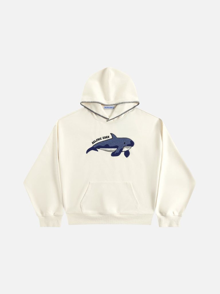 Aelfric Eden Towel Embroidery Whale Pullover Hoodie
