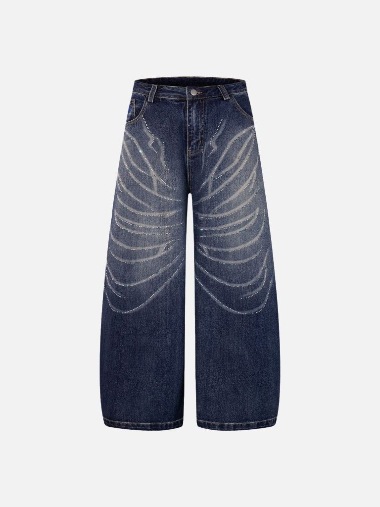 Aelfric Eden Rhinestone Washed Whiskering Baaggy Jeans