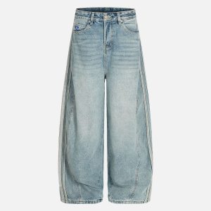 Aelfric Eden Stripe Washed Whiskering Baaggy Barrel Jeans