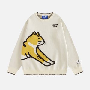 Aelfric Eden Hand Drawn Cat Jacquard Sweater