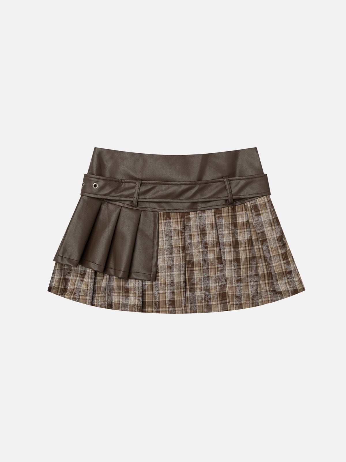 Aelfric Eden Plaid Faux Leather Skirt - Image 3