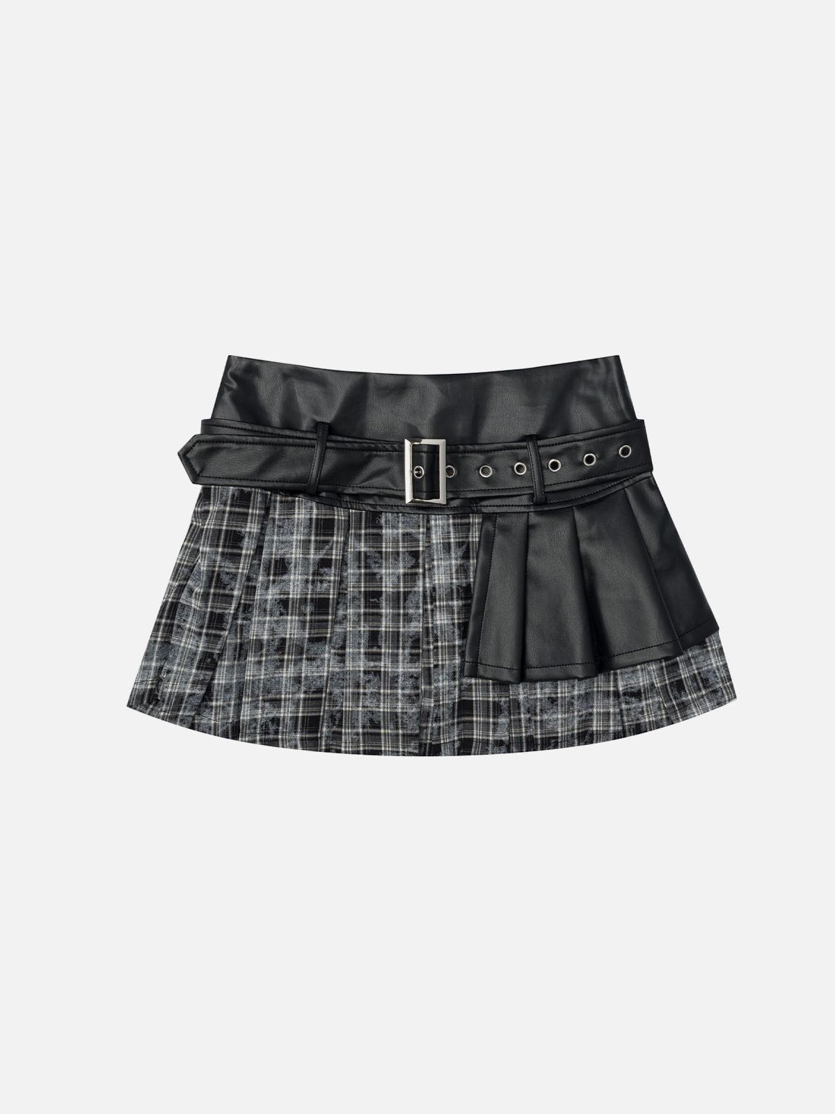 Aelfric Eden Plaid Faux Leather Skirt - Image 2