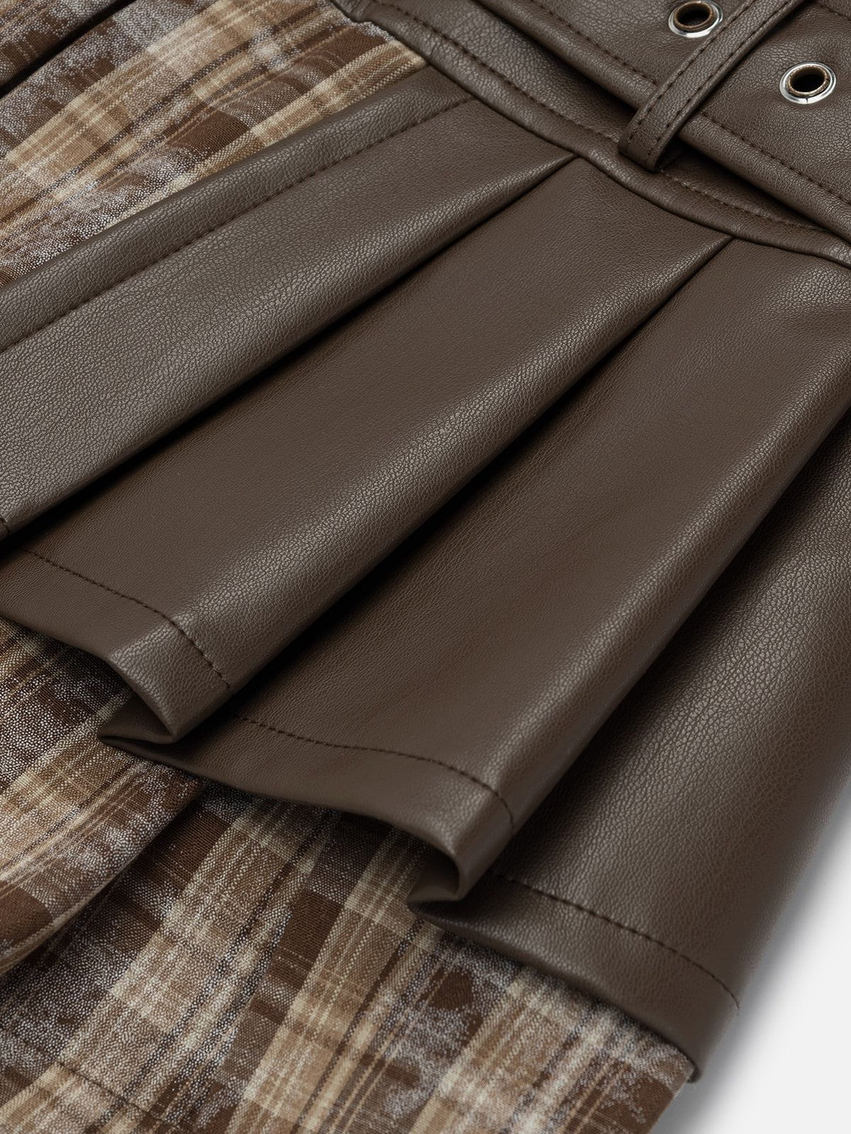 Aelfric Eden Plaid Faux Leather Skirt - Image 5