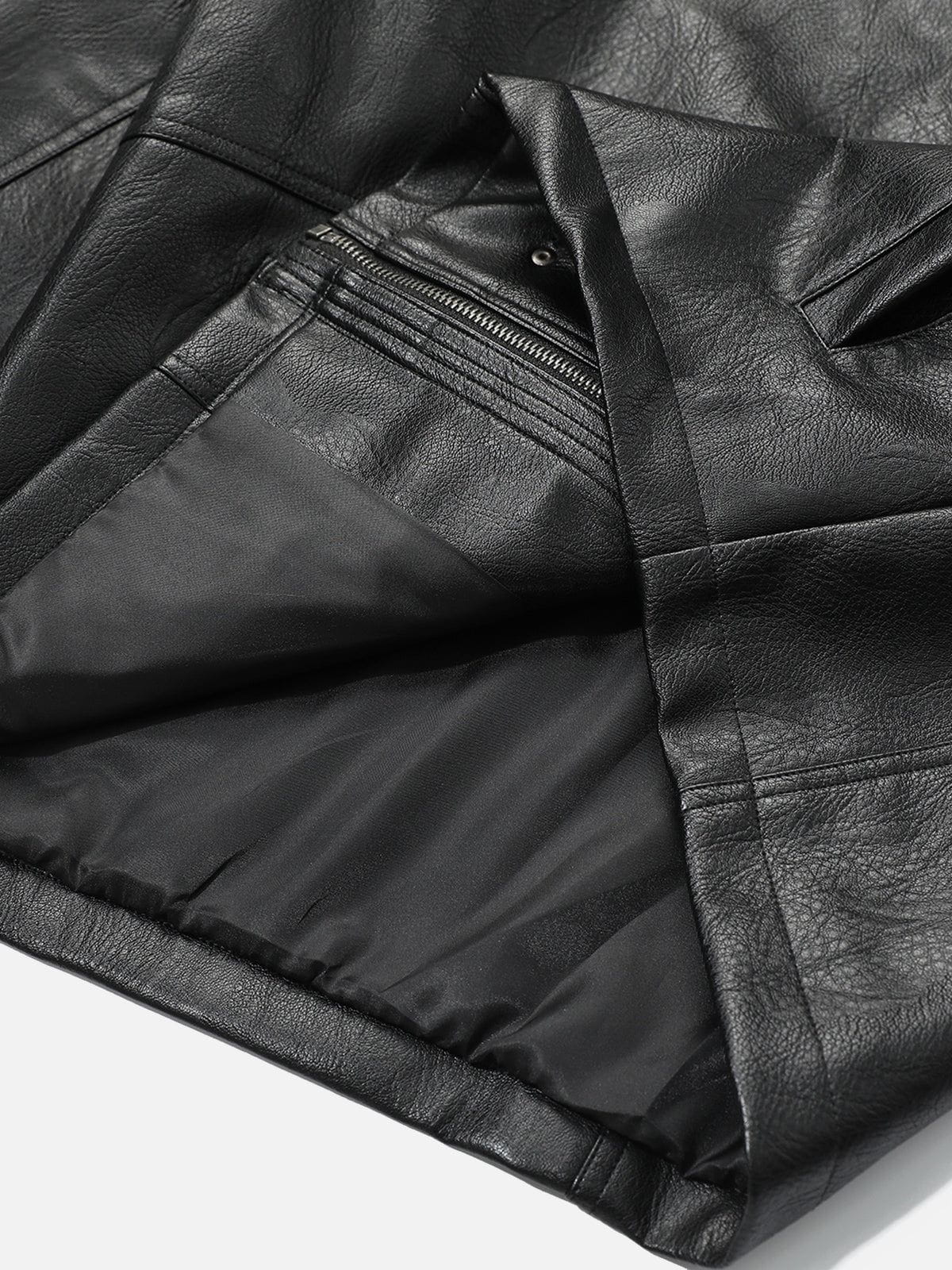 Aelfric Eden Metal Button Faux Leather Jacket - Image 4