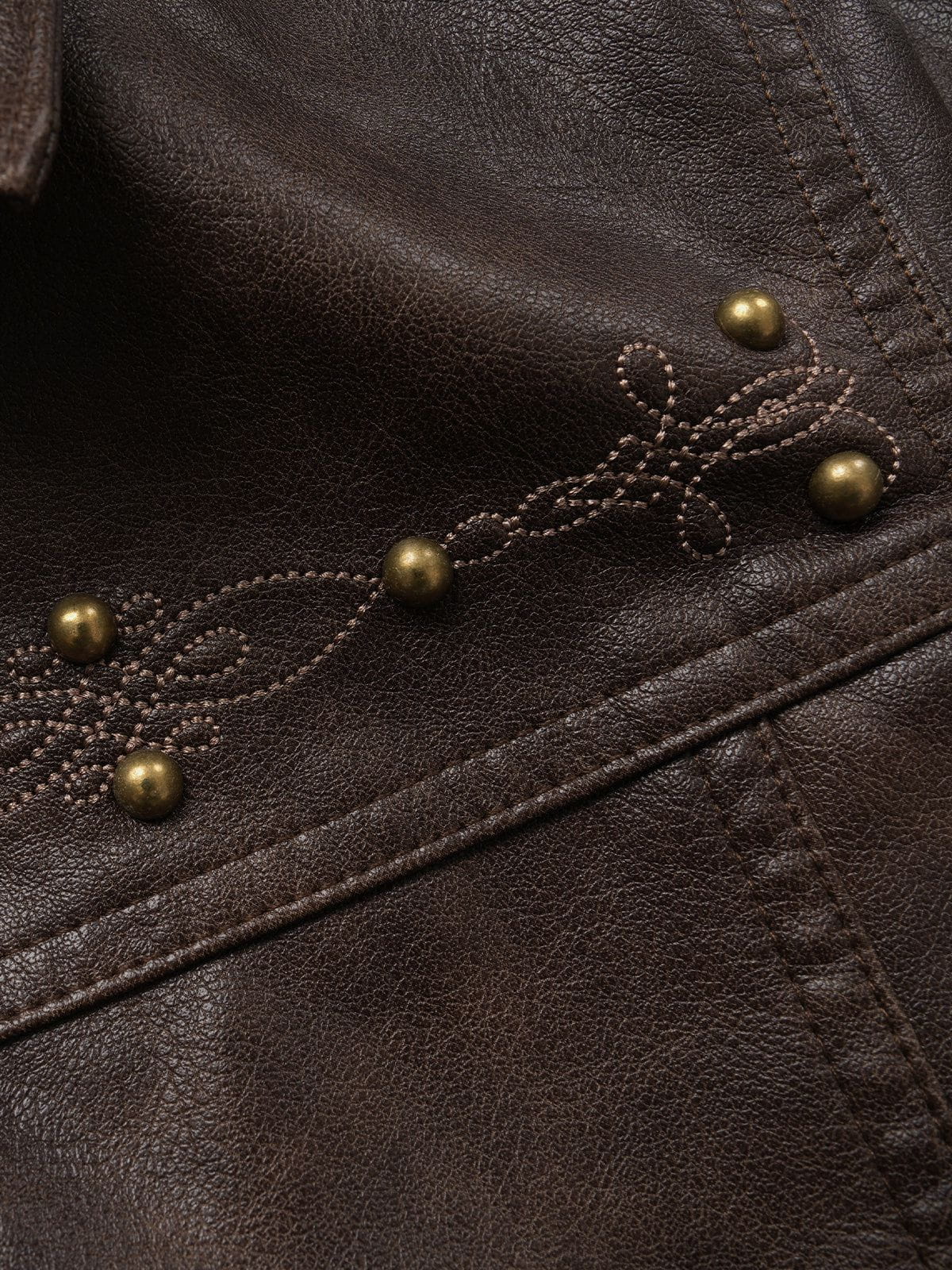 Aelfric Eden Vintage Rivet Fuax Leather Jacket - Image 3