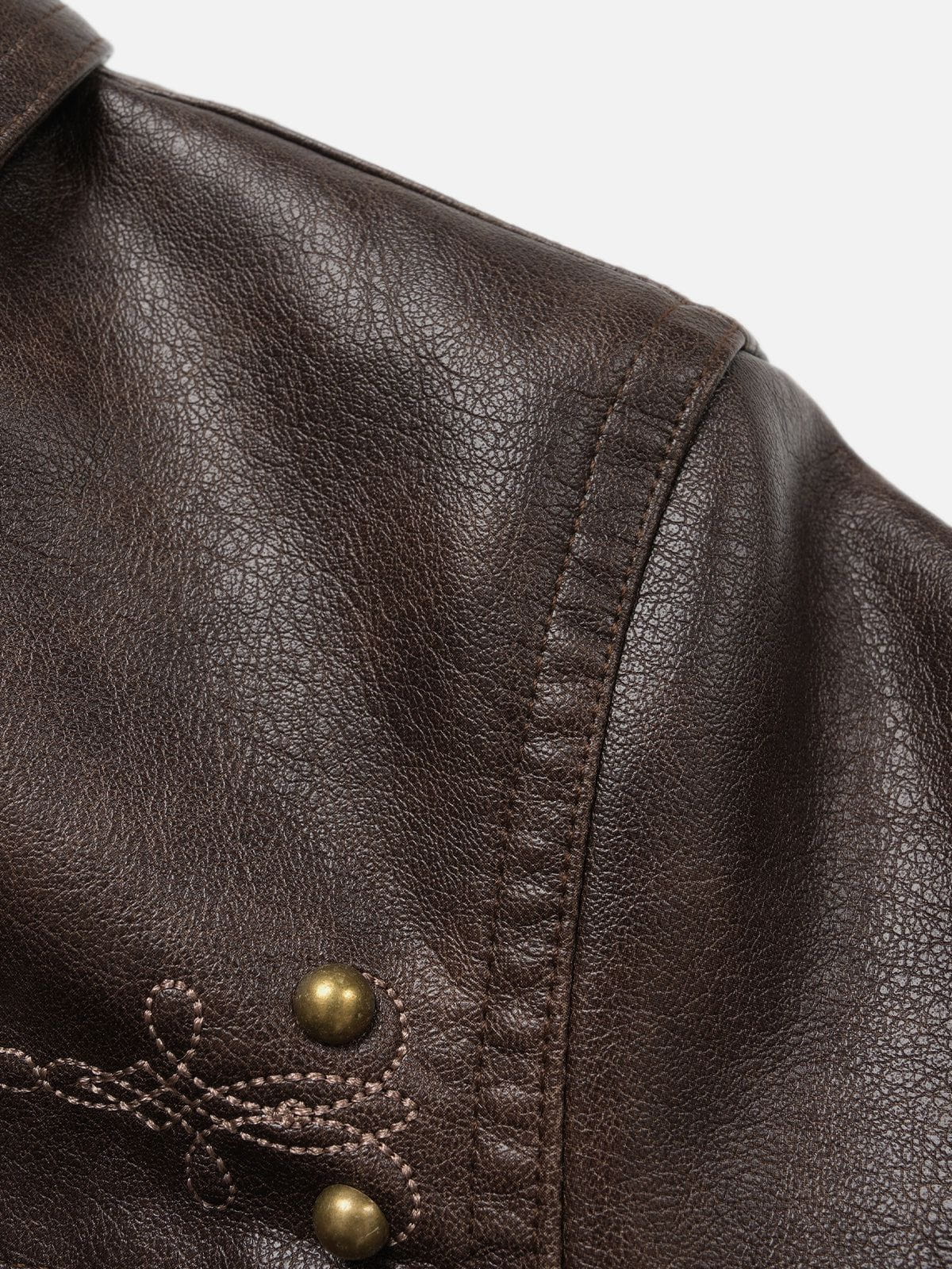 Aelfric Eden Vintage Rivet Fuax Leather Jacket - Image 4