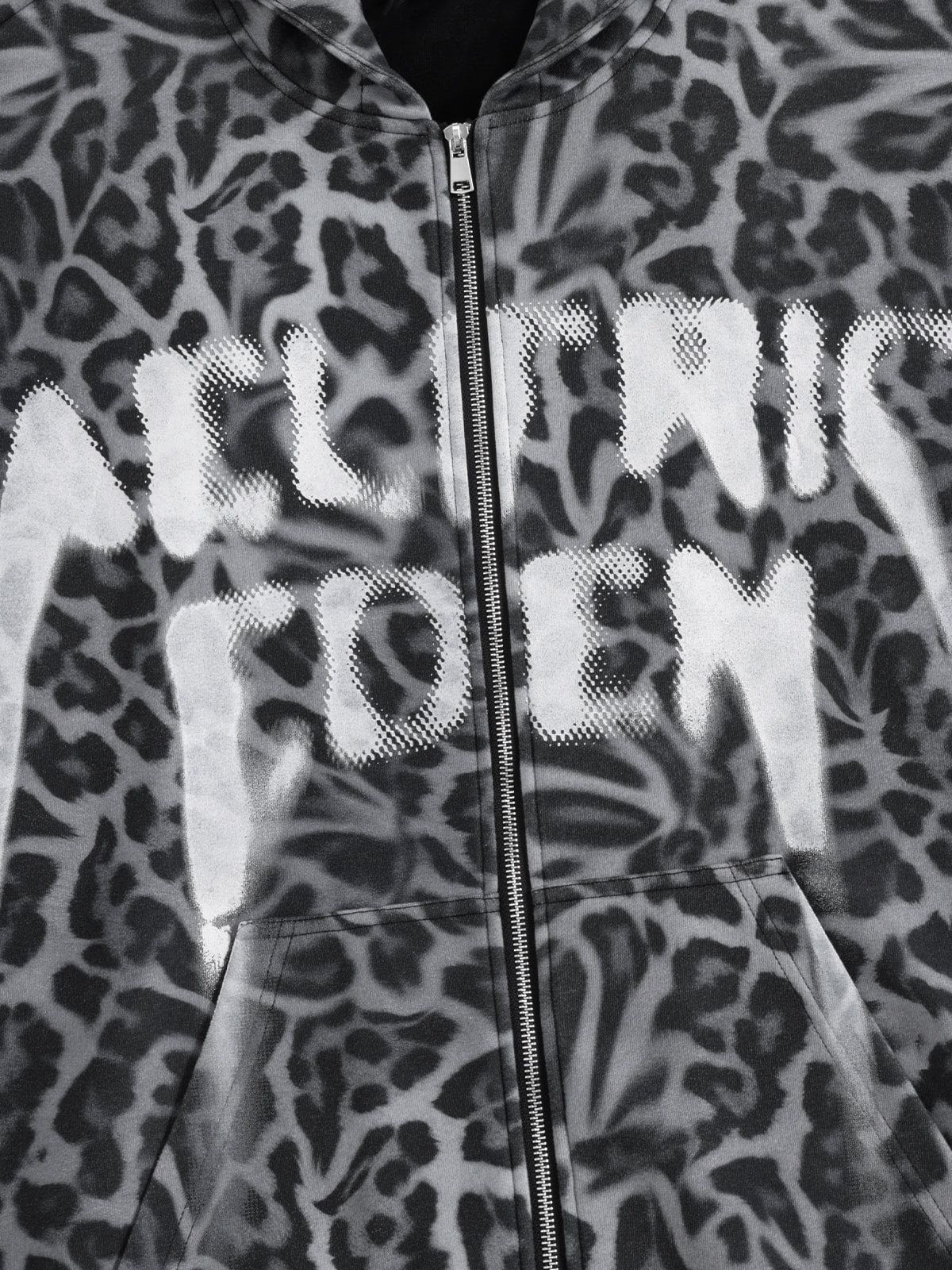 Aelfric Eden Leopard Graffiti Boxy Zip Up Hoodie - Image 5