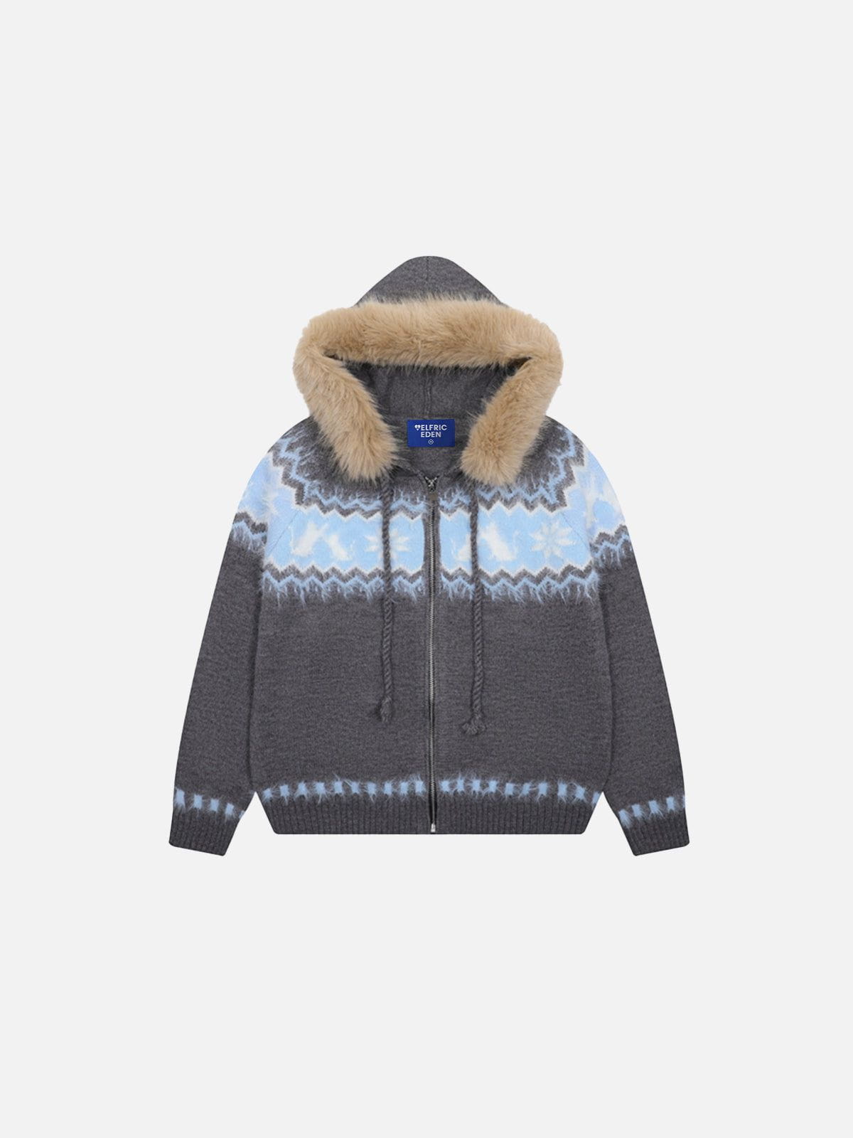 Aelfric Eden Fair Isle Faux Fur Collar Cardigan