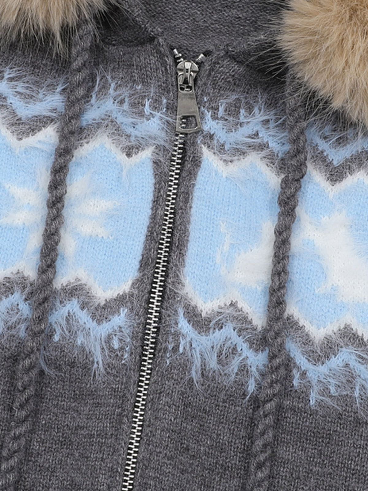 Aelfric Eden Fair Isle Faux Fur Collar Cardigan - Image 5