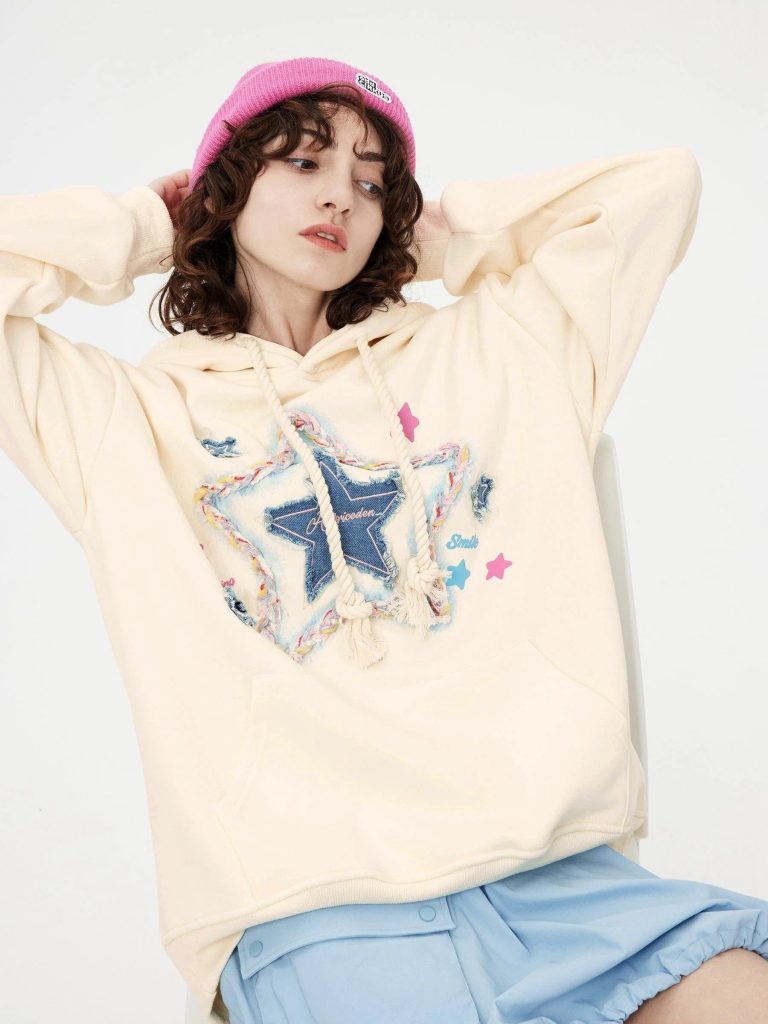 Aelfric Eden Denim Star Applique Hoodie