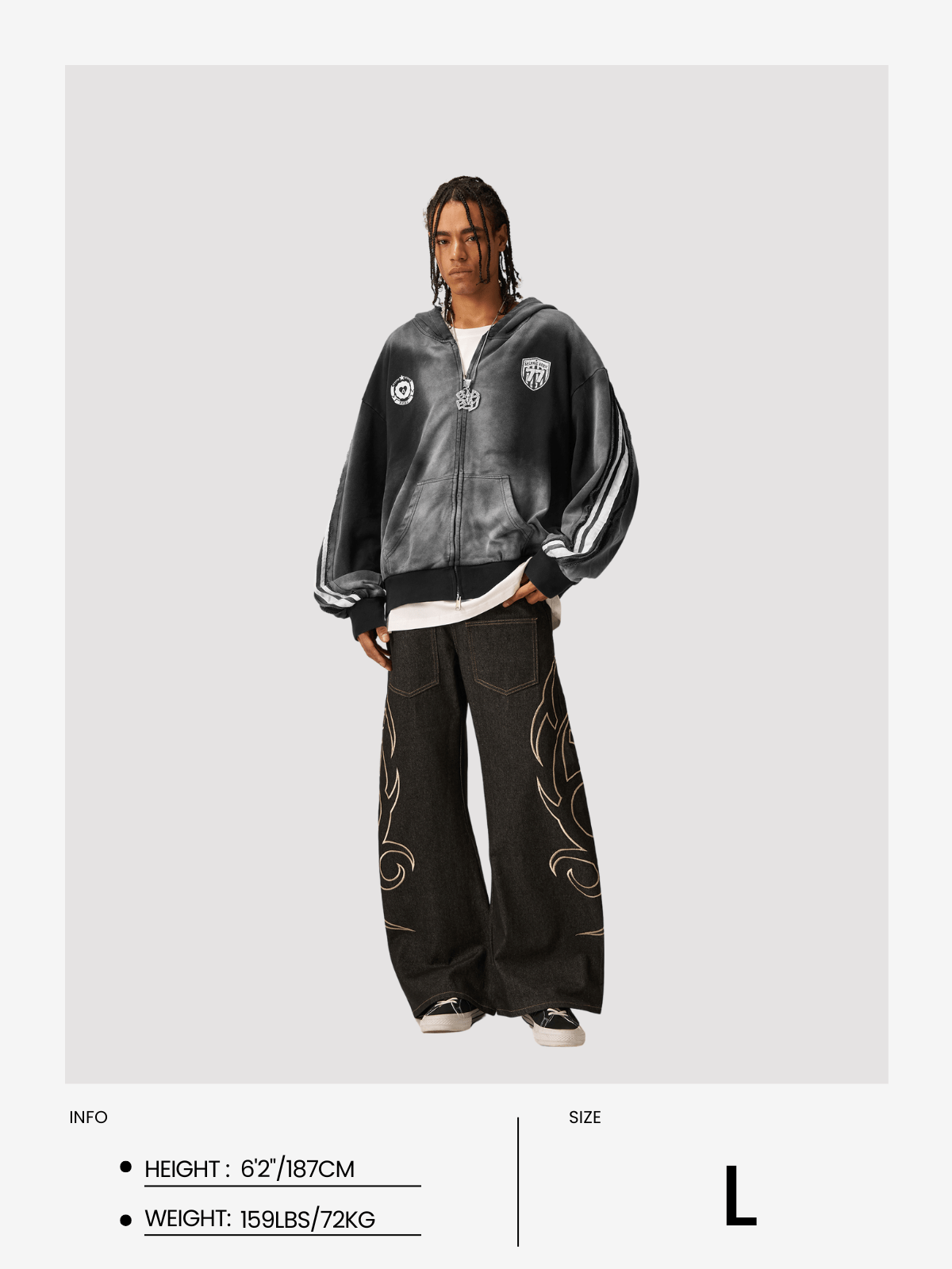 Aelfric Eden 77 Stripe Washed Zip Up Hoodie - Image 12