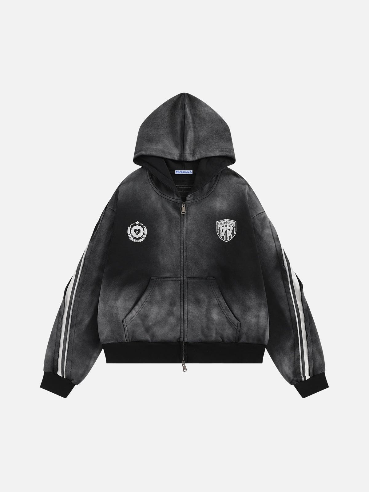 Aelfric Eden 77 Stripe Washed Zip Up Hoodie - Image 3