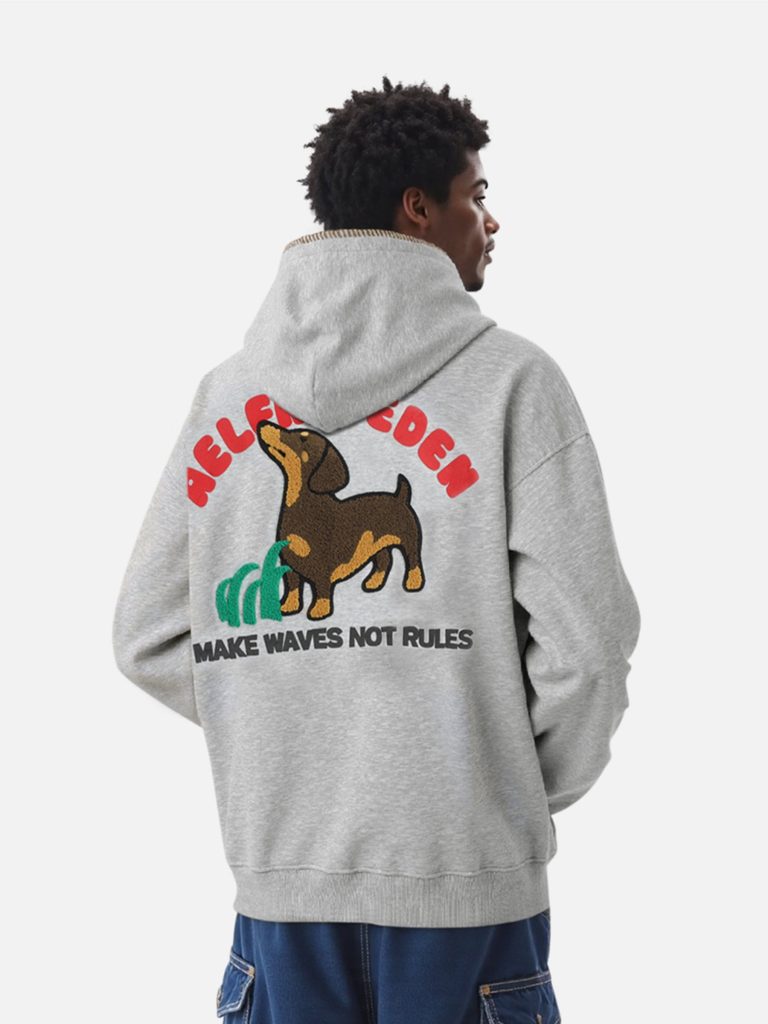 Aelfric Eden Towel Embroidery Dachshund Pullover Hoodie