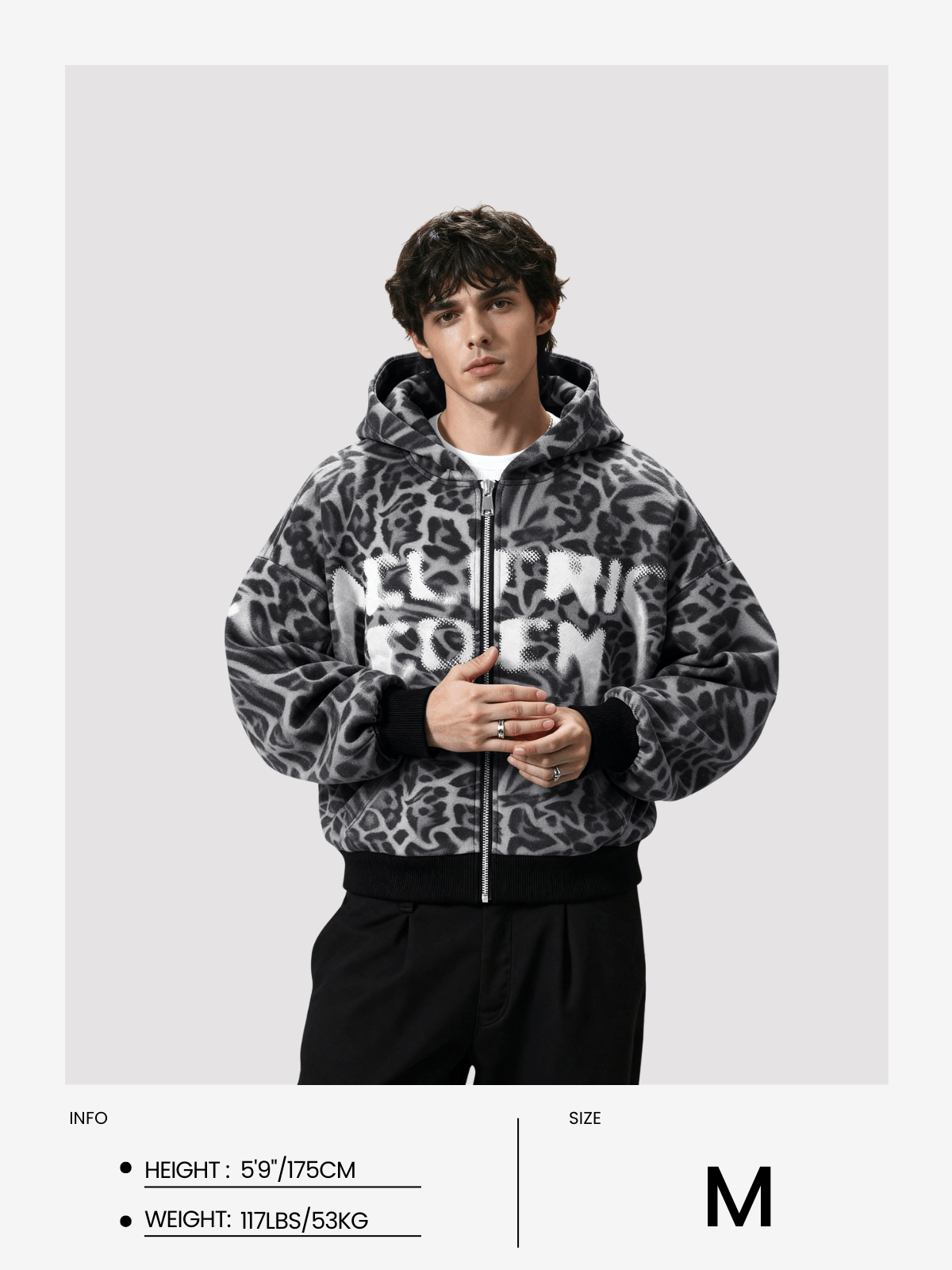 Aelfric Eden Leopard Graffiti Boxy Zip Up Hoodie - Image 8