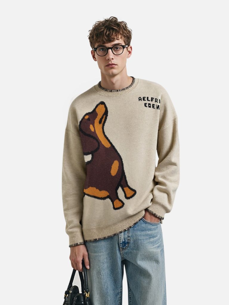 Aelfric Eden Hand Drawn Dachshund Jacquard Sweater
