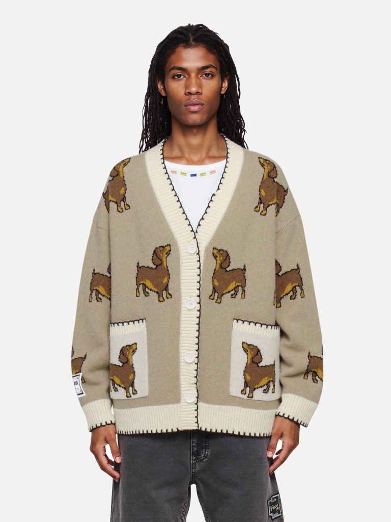 Aelfric Eden Hand Drawn Dachshund Jacquard Cardigan