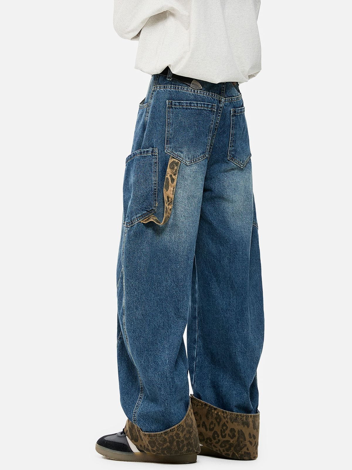 Aelfric Eden Leopard Cuffed Super Baaggy Barrel Jeans - Image 2