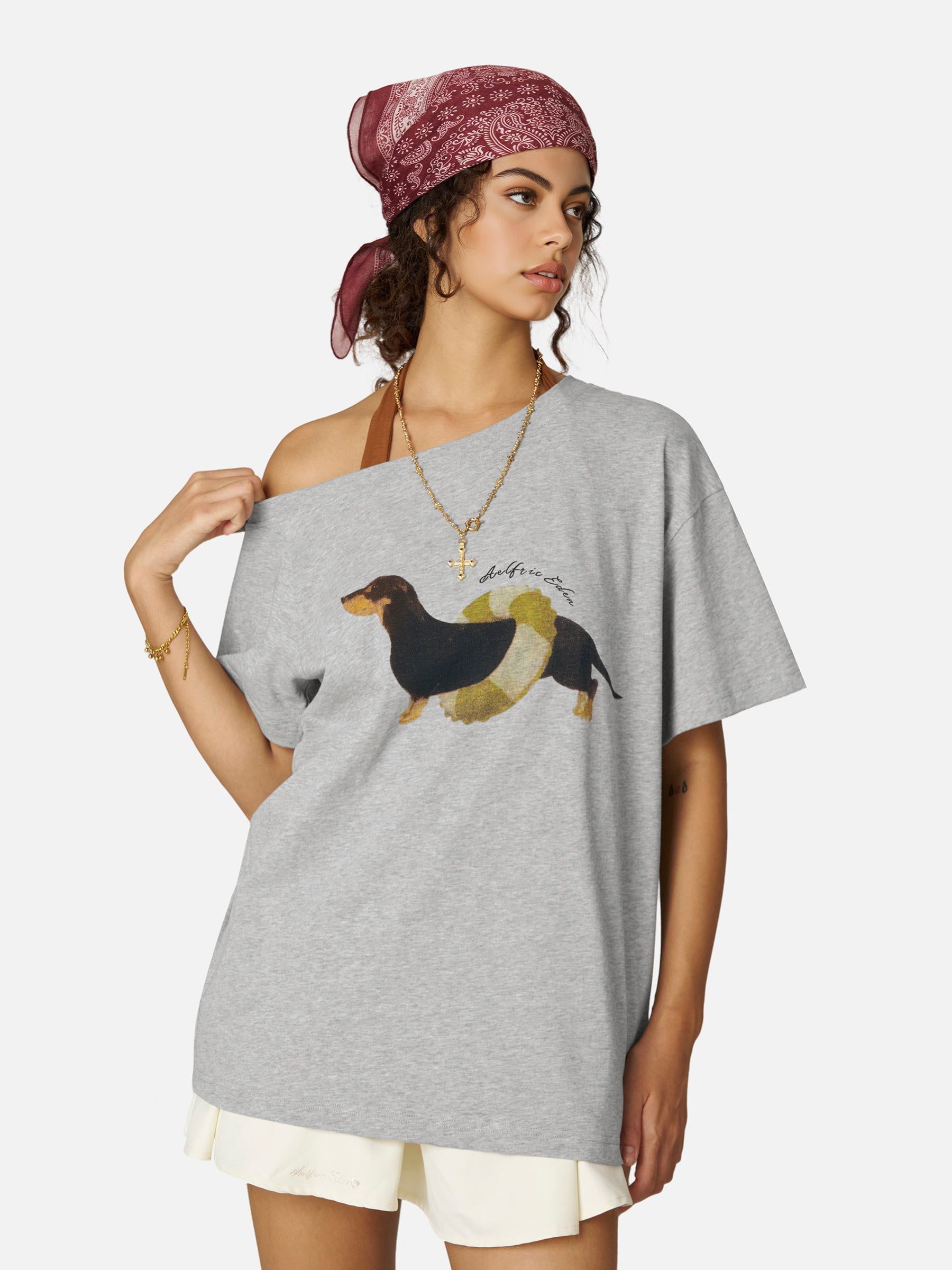 Aelfric Eden Dachshund Off-The-Shoulder Tee - Image 2