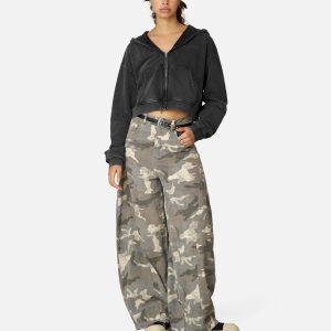 Aelfric Eden Cropped Solid Zip Up Hoodie