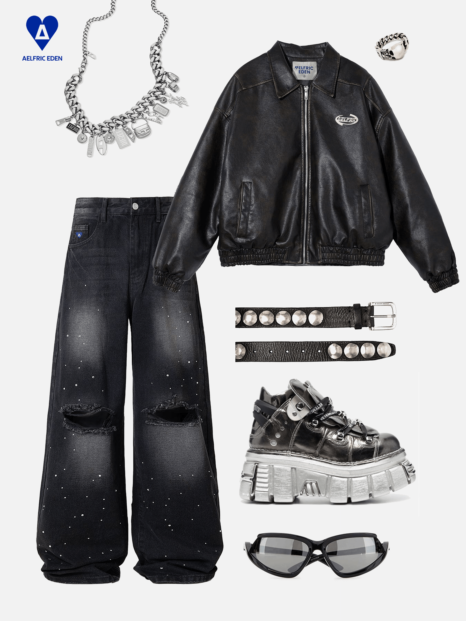 Aelfric Eden Rhinestone Baaggy Jeans - Image 4