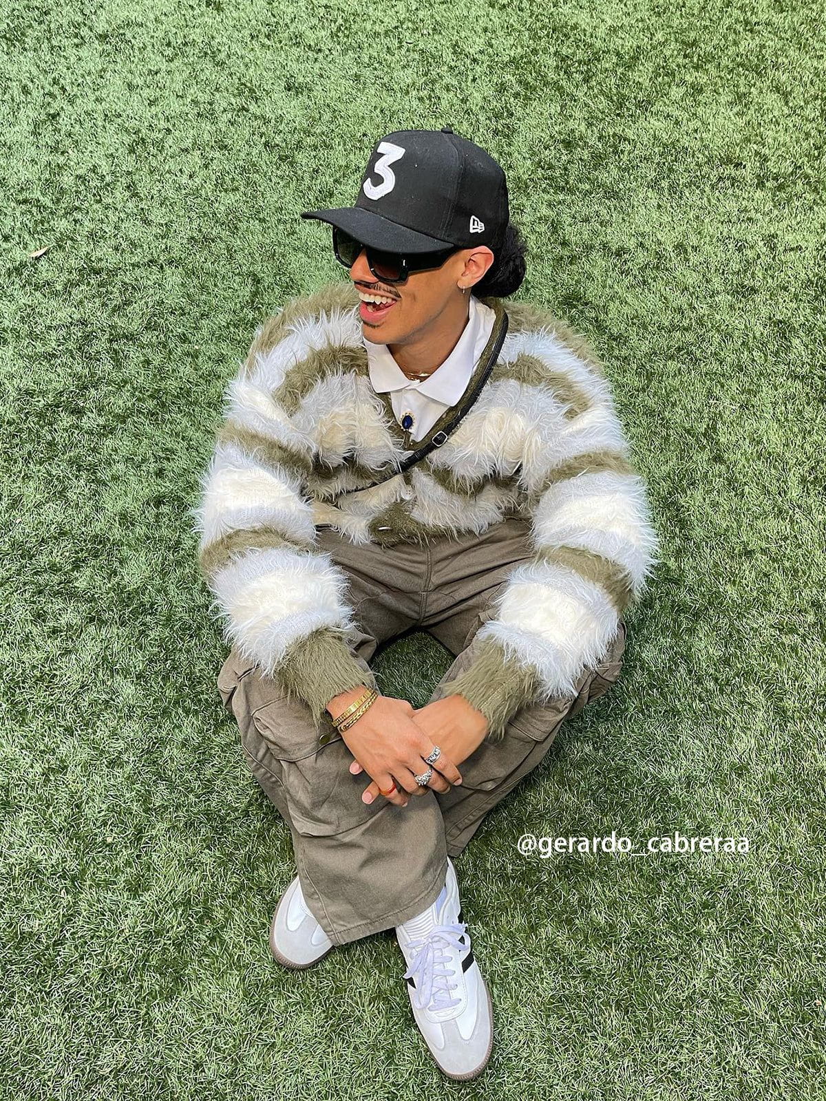 Aelfric Eden Color Block Striped Fuzzy Cardigan - Image 3