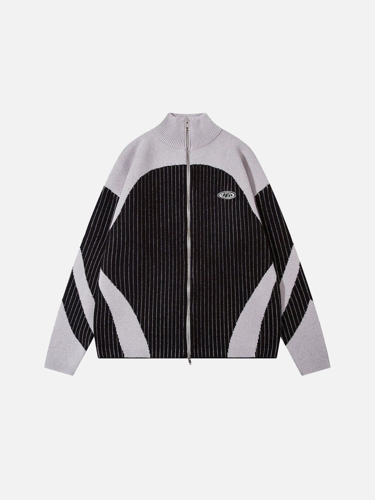 Aelfric Eden Color Blocking Stripe Turtleneck Cardigan - Image 2