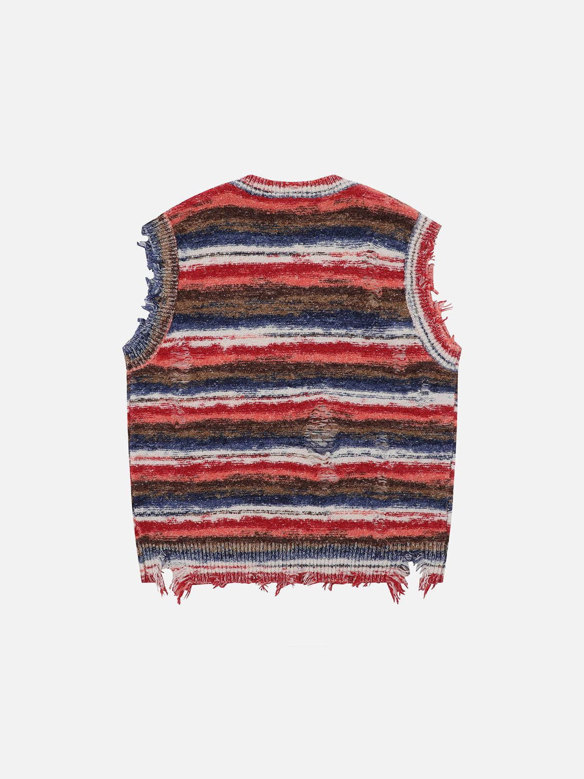 Aelfric Eden Distressed Stripe Sweater Vest - Image 4