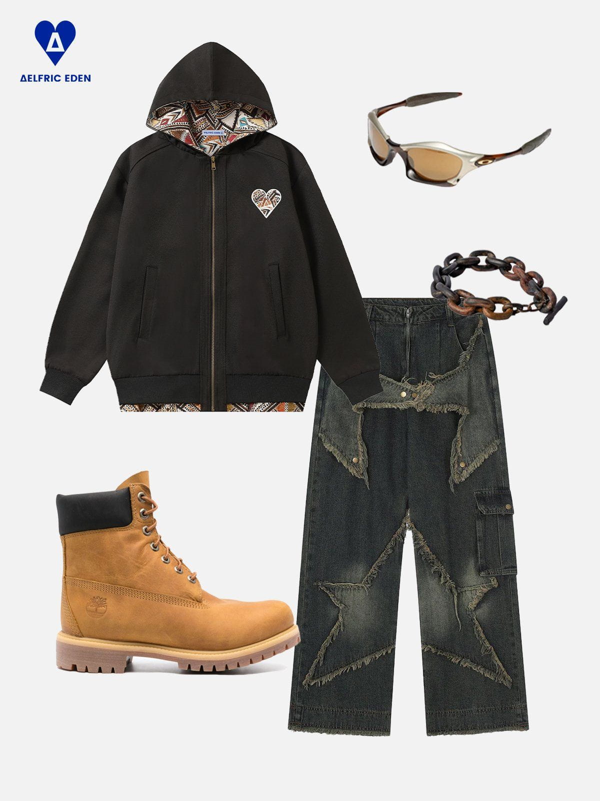 Aelfric Eden Fair Isle Patchwork Zip Up Hoodie - Image 2