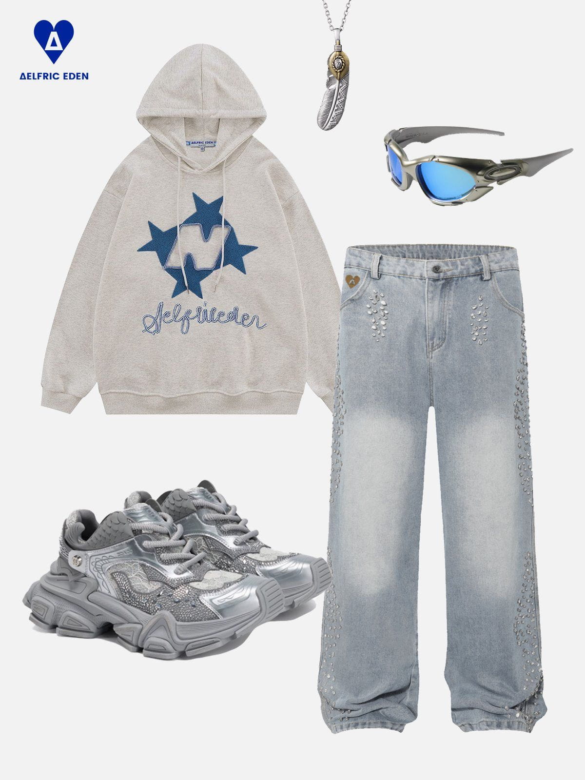 Aelfric Eden Rhinestone Baaggy Jeans - Image 5