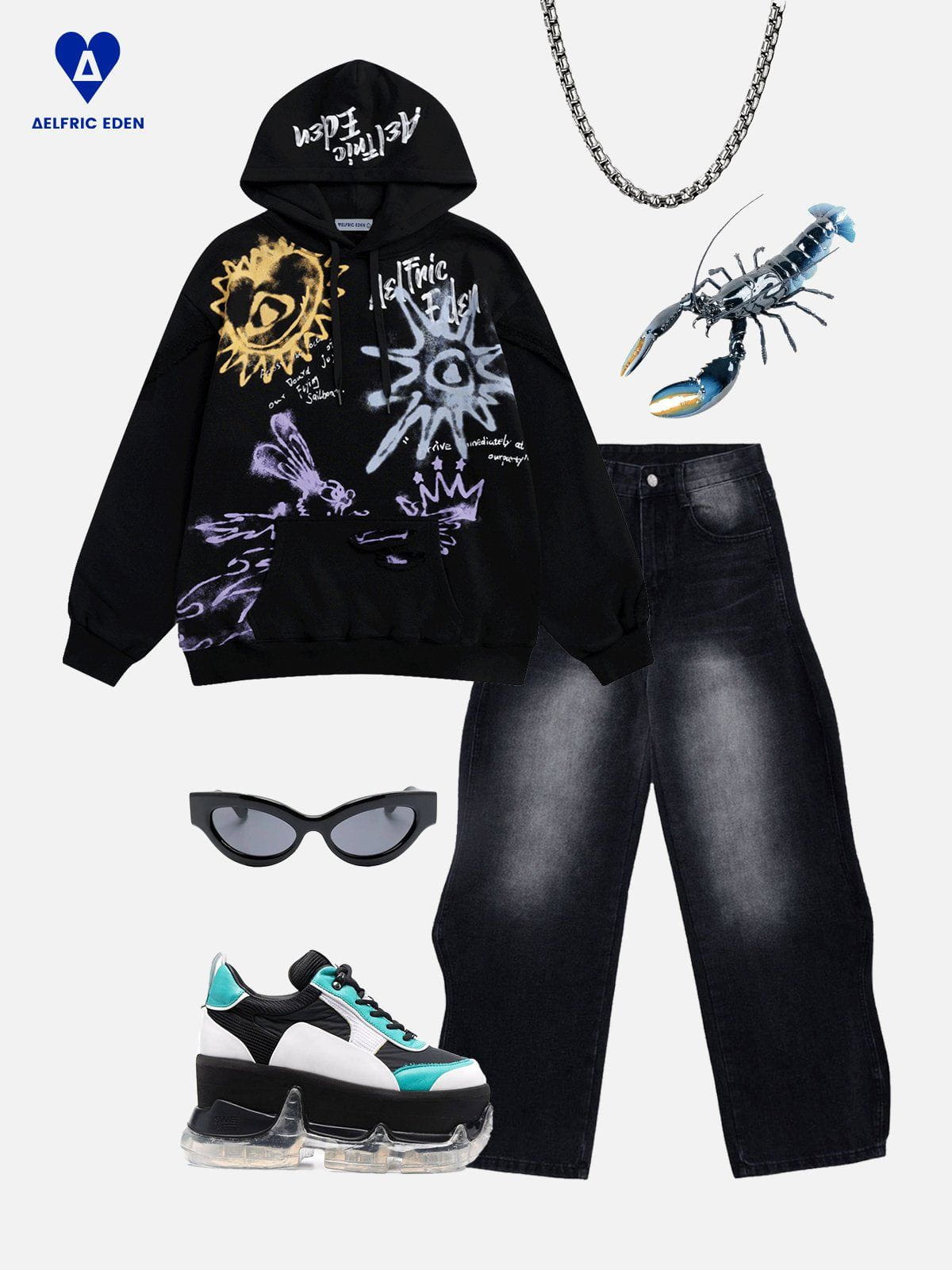 Aelfric Eden Graffiti Heartie Graphic Hoodie - Image 3