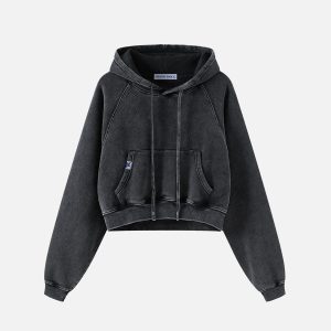 Aelfric Eden Cropped Raglan Sleeve Washed Pullover Hoodie
