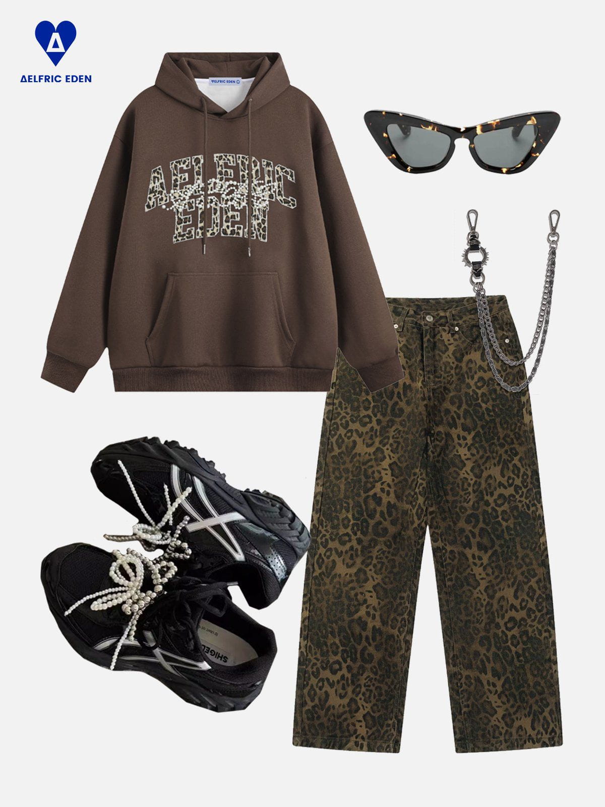 Aelfric Eden Leopard Graphic Pearl Hoodie - Image 2